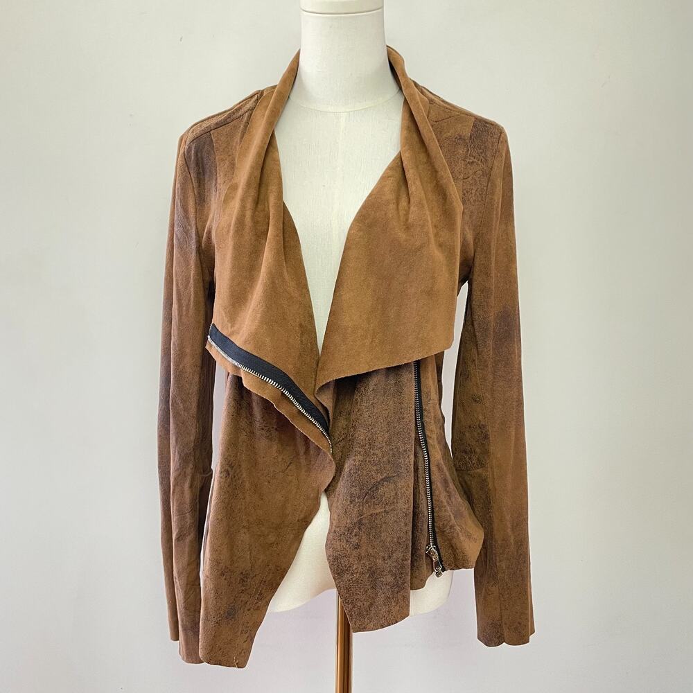 Y2k Vegan Faux Leather Brown Moto Jacket S Indie Sleaze Fairy Grunge Goth Glam‎